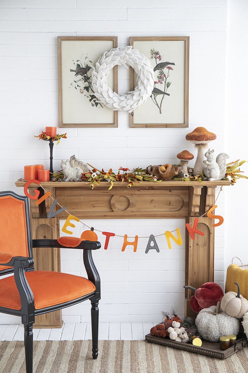 Length Colorful Give Thanks Banner, Home Decor For Harvest Festival Fall Festival & Thanksgiving Table Decorations (Set of 2) - Orange Multi