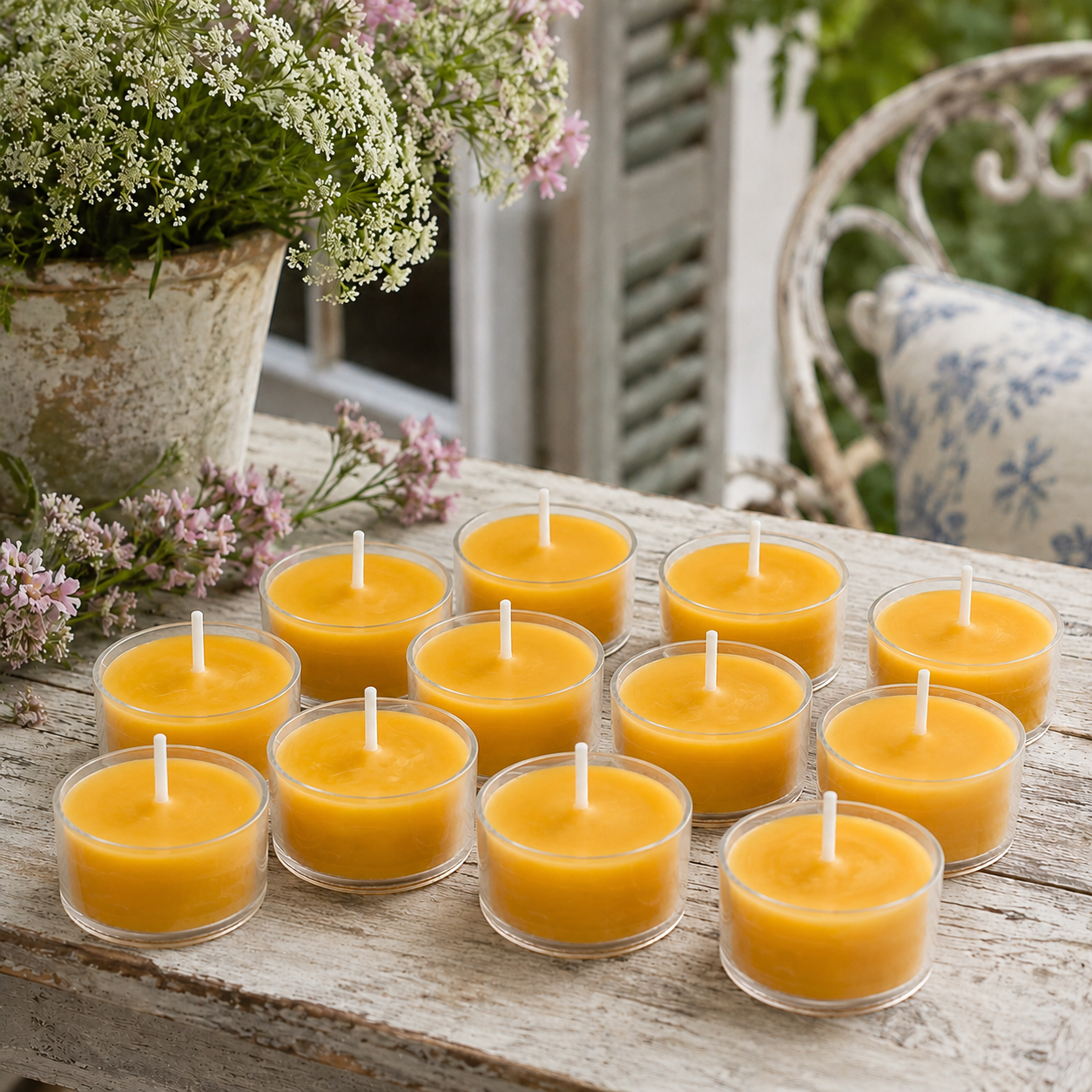 Clear Cupped Tealight Beeswax Candles BULK